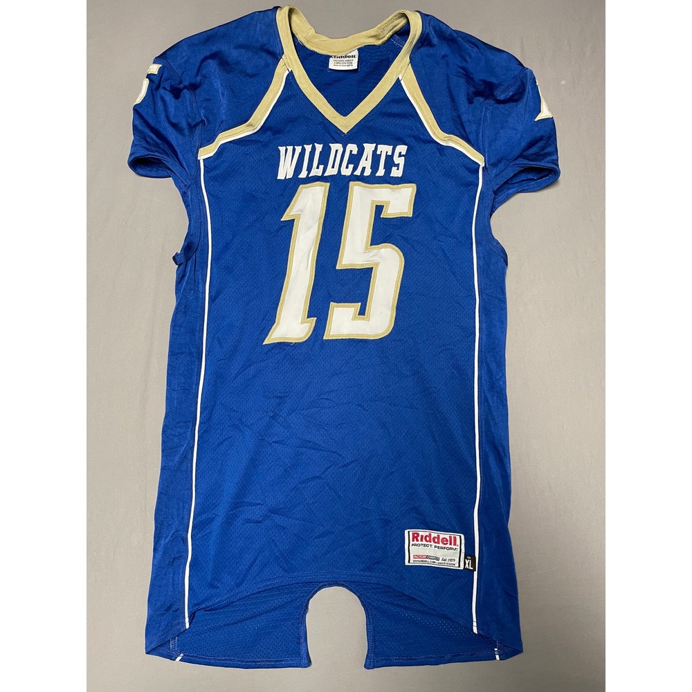 Riddell Wildcats Football Jersey Blue White Gold Number 15 Mens XL Mesh